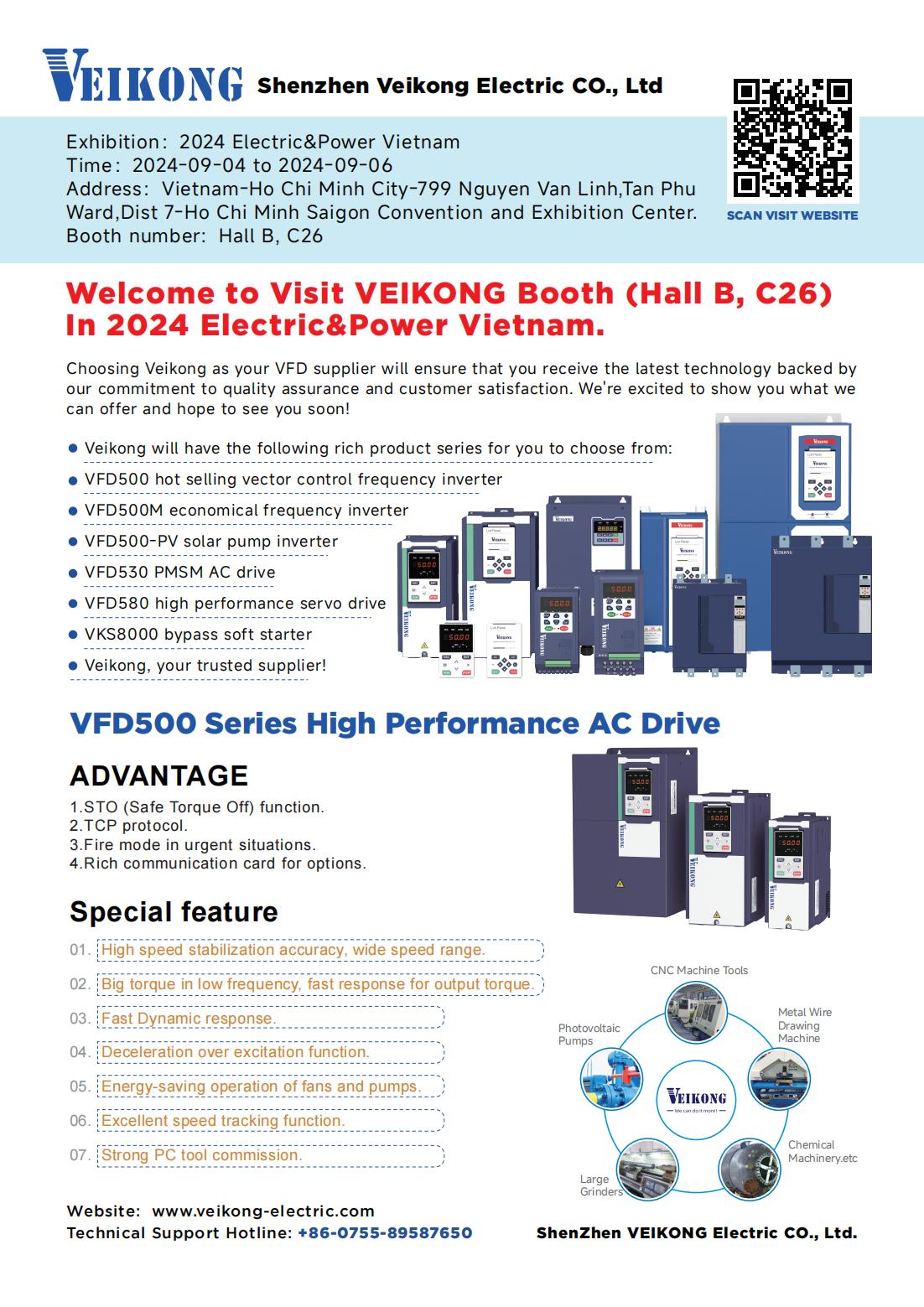 Welcome to visit VEIKONG High Performance VFD in 2024 Electric&Power Vietnam